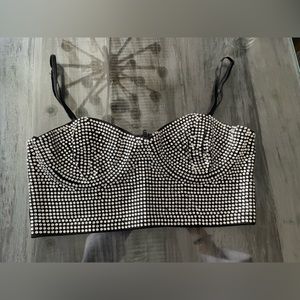 Zara rhinestone bustier crop top.